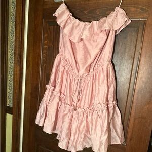 Vici Strapless Blush Ruffle Dress